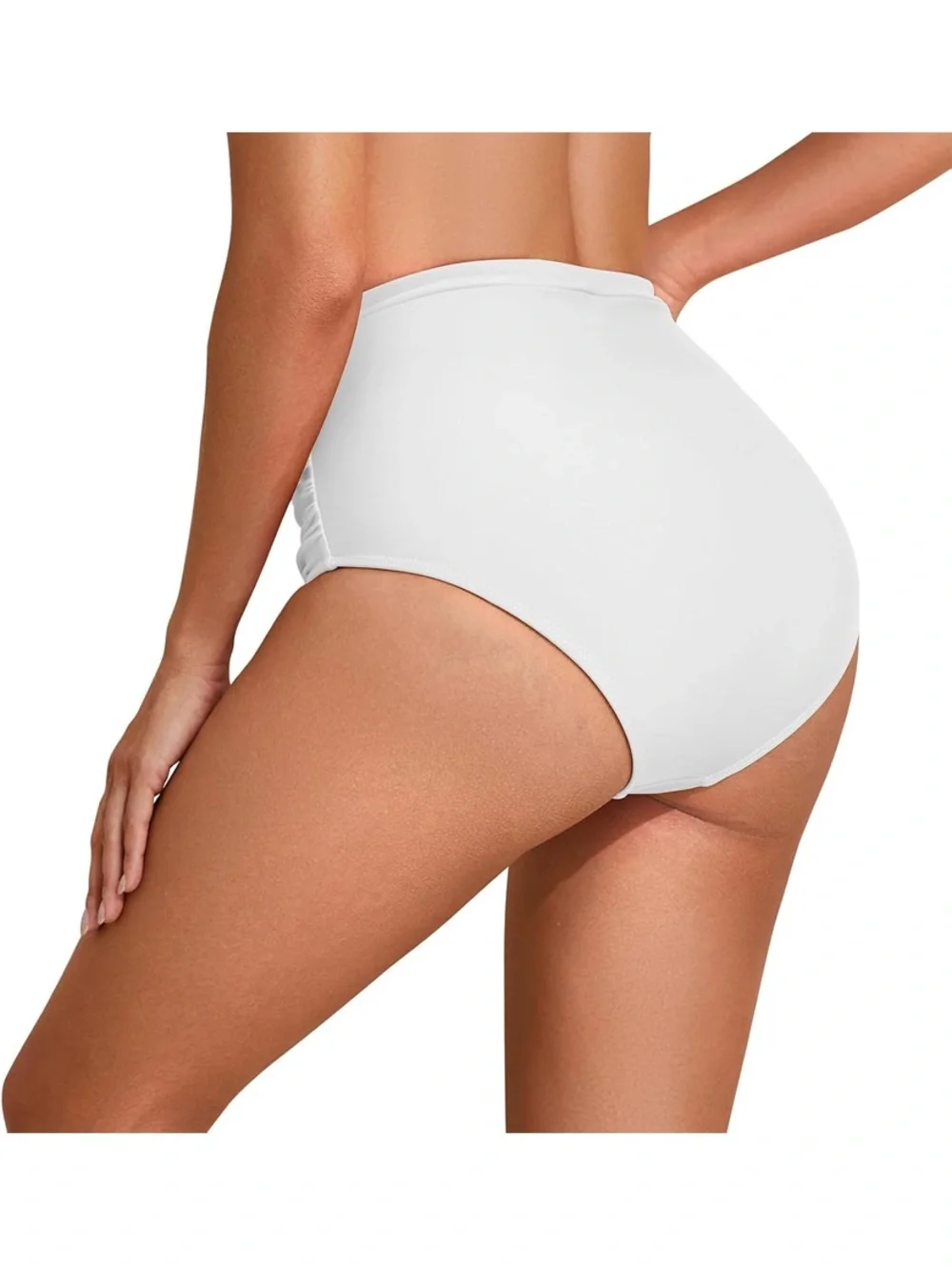 RELLECIGA White High-Waist Ruched Bikini Bottom